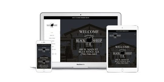Black Sheep Blue Ridge - home page on multiple screen