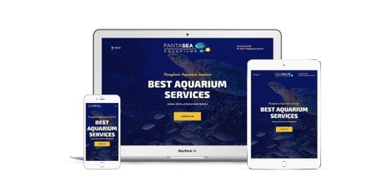 Fantasea Aquariums - home page on multiple screen