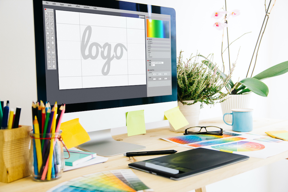 Graphic design studio desk