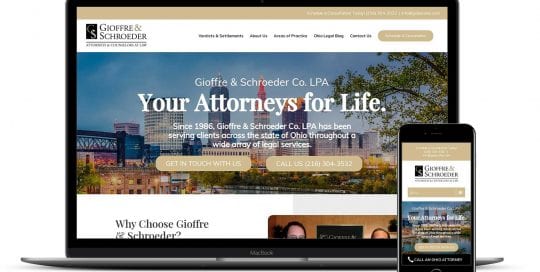 Gioffre & Schroeder Law Ohio Website Design Mobile Optimization and laptop
