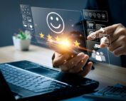 Customer rates service experience and product quality or staff friendliness as a result of reputation management services