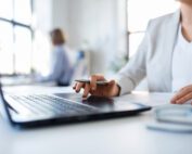 Woman working on laptop