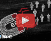 A creative, digitally drawn representation of a brand magnet attracting different kinds of people. The design has a chalkboard-like background, with a magnet labeled "BRAND" and stick figures representing different types of people being drawn towards the magnet, symbolizing brand attraction and customer engagement.