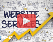 A creative “Website Services” concept on a wall with a rising arrow, representing growth in online business services.