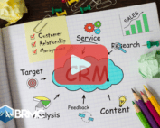 CRM drawing with pictures.Red play buttom overlay and BRMC logo.