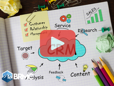 CRM drawing with pictures.Red play buttom overlay and BRMC logo.